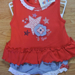 NWT 4th Of July Red White Blue 3-6 Months Baby